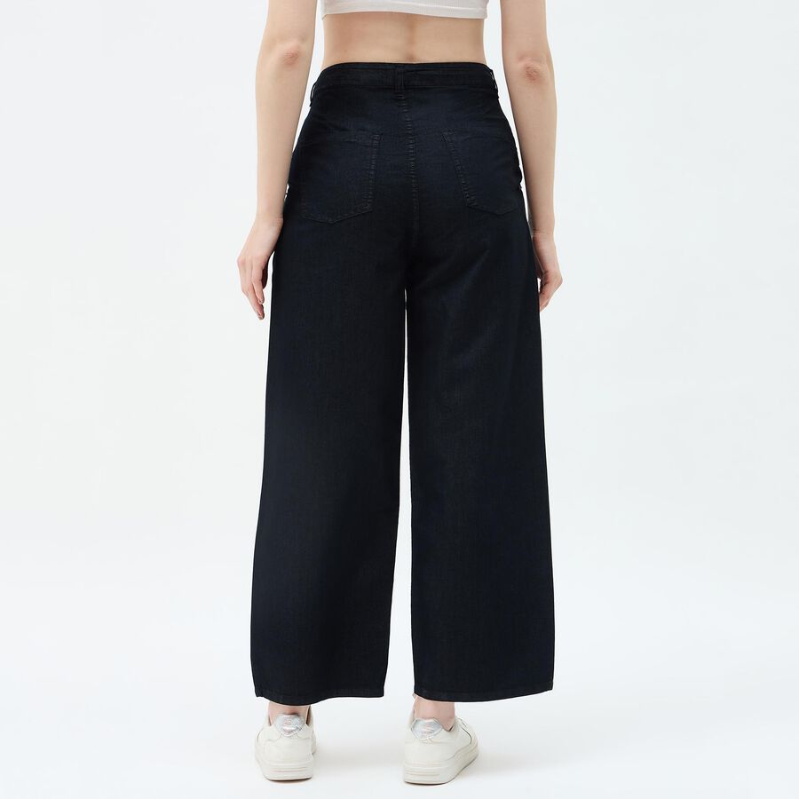 Women's Cotton Blend Regular Fit Trousers, काला, large