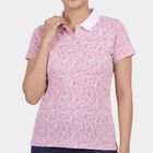 Women's Pink Cotton Polo Neck Preppy Polo T-Shirt, Light Pink, small