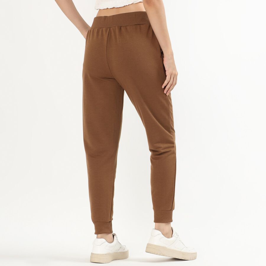 Women's Warm Mocha Brown Relaxed Fit Printed Track Pants, भूरा, large image number null