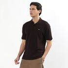 Men's Rich Brown Cotton Polo Neck Casual T-Shirt, भूरा, small