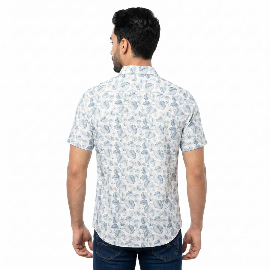 Men's Light Blue Cotton Short Sleeves Spread Collar Regular Fit Shirt, Light Blue, large