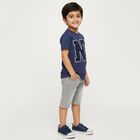 Boys' Deep Midnight Navy Blue Crew Neck Casual T-Shirt, Mid Blue, small image number null