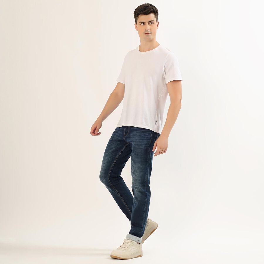 Men's Deep Indigo Slim Fit Jeans, गहरा नीला, large