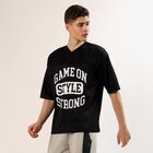 Men's Black V-Neck Athleisure Drifit T-Shirt, Black, small