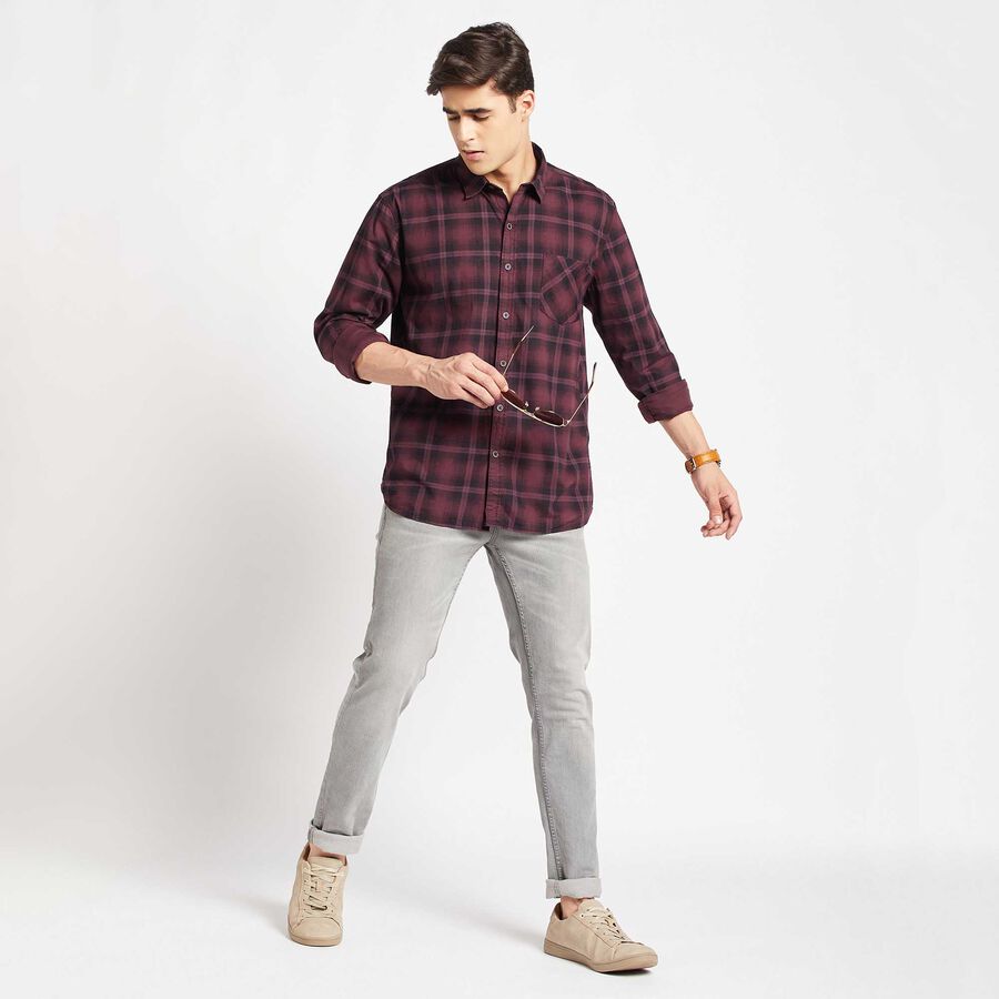 Checks Casual Shirt, Maroon, large image number null