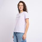 Ladies'  Stripes Round Neck T-Shirt, Lilac, small