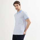 Men's Light Blue Cotton Polo Neck Printed T-Shirt, Light Blue, small image number null