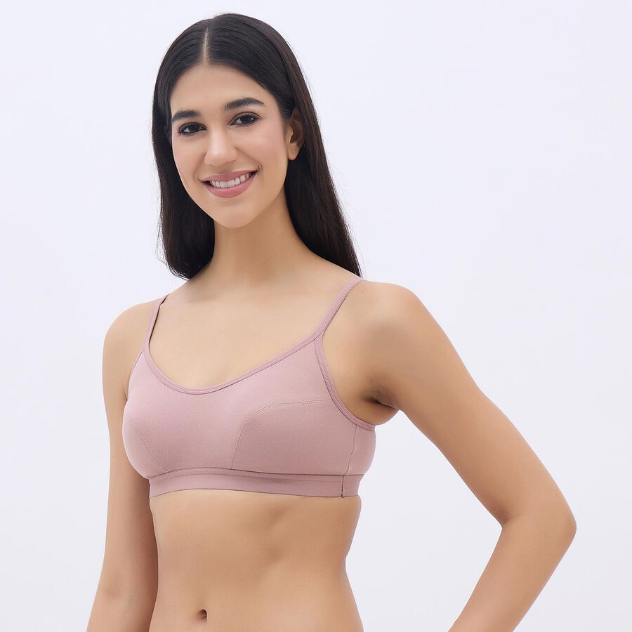 Women's Dusty Rose Scoop Neck Basic Bra, भूरा, large image number null