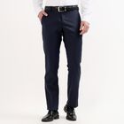 Men's Dark Blue Slim Fit Flat-Front Formal Trousers, Dark Blue, small