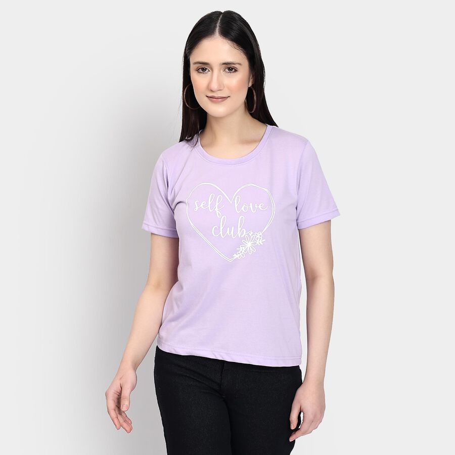 Ladies' Round Neck T-Shirt , Lilac, large