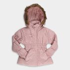 Girls' Soft Dusty Pink Hooded Polka Dot Jacket, Pink, small image number null