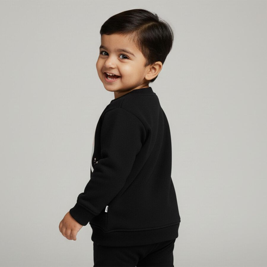 Infants Charcoal Crew Neck Casual Sweatshirt, चारकोल, large image number null