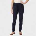 Women's Navy Blue Cotton Blend Elastic Waist Slim Fit Churidar, नेवी ब्लू, small