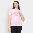 Ladies' 100% Cotton Round Neck T-Shirt, गुलाबी, small