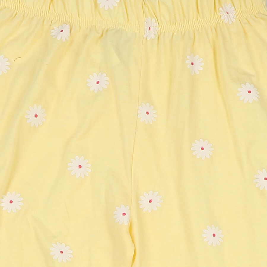Girls' Yellow Regular Fit Solid Pyjama, Yellow, large
