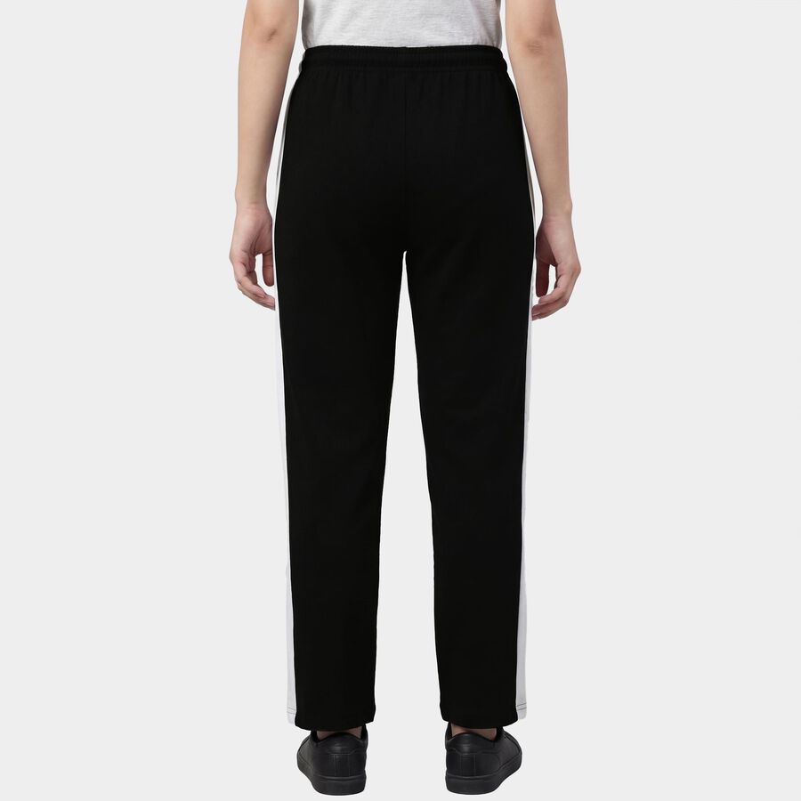 Women's Black Slim Fit Cuffed Track Pants, काला, large
