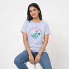 Women's Light Blue Cotton Round Neck Regular T-Shirt, Light Blue, small