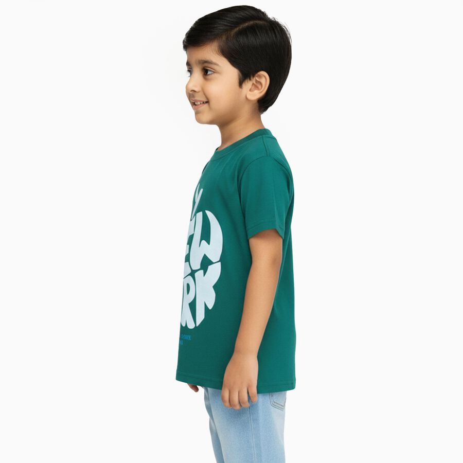 Boys' Half Sleeves T-Shirt, गहरा हरा, large image number null