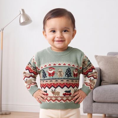 Infants' Mint Green Crew Neck Printed Pullover