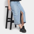 Ladies' 100% Cotton Skirt , हल्का नीला, small image number null