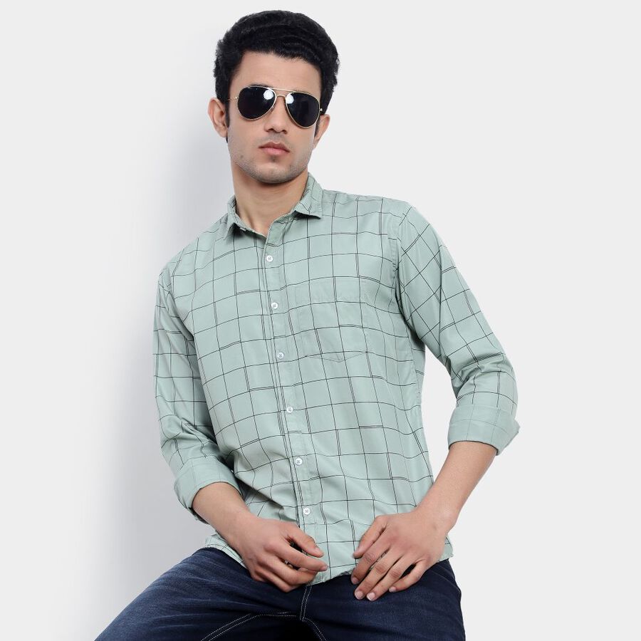 Checks Casual Shirt, Light Green, large image number null