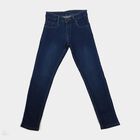 Boys Navy Blue Slim Fit Washed Jeans, गहरा नीला, small