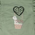 Girls' Mint Green Cotton Round Neck Graphic Print T-Shirt, Light Green, small