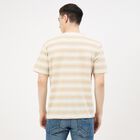 Men's Beige Cotton Blend Round Neck Classic T-Shirt, Beige, small