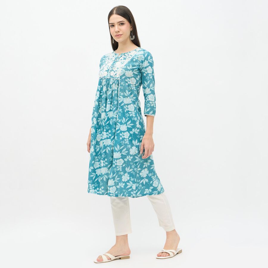 Ladies' 100% Cotton Kurta, Light Blue, large