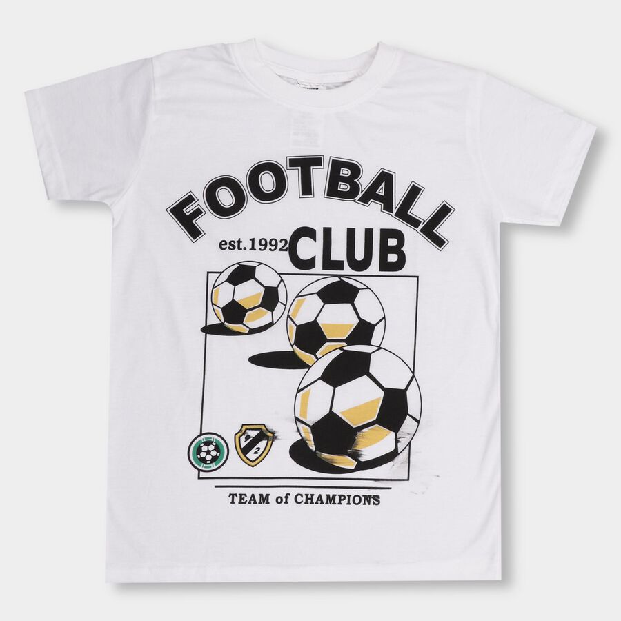 Boys' Half Sleeves T-Shirt , सफ़ेद, large image number null