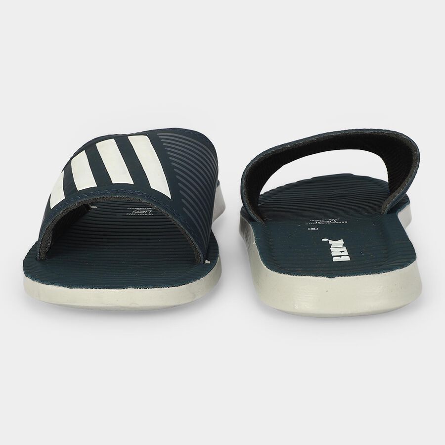 Men's Navy Blue Slip-On Slide Sandals, नेवी ब्लू, large