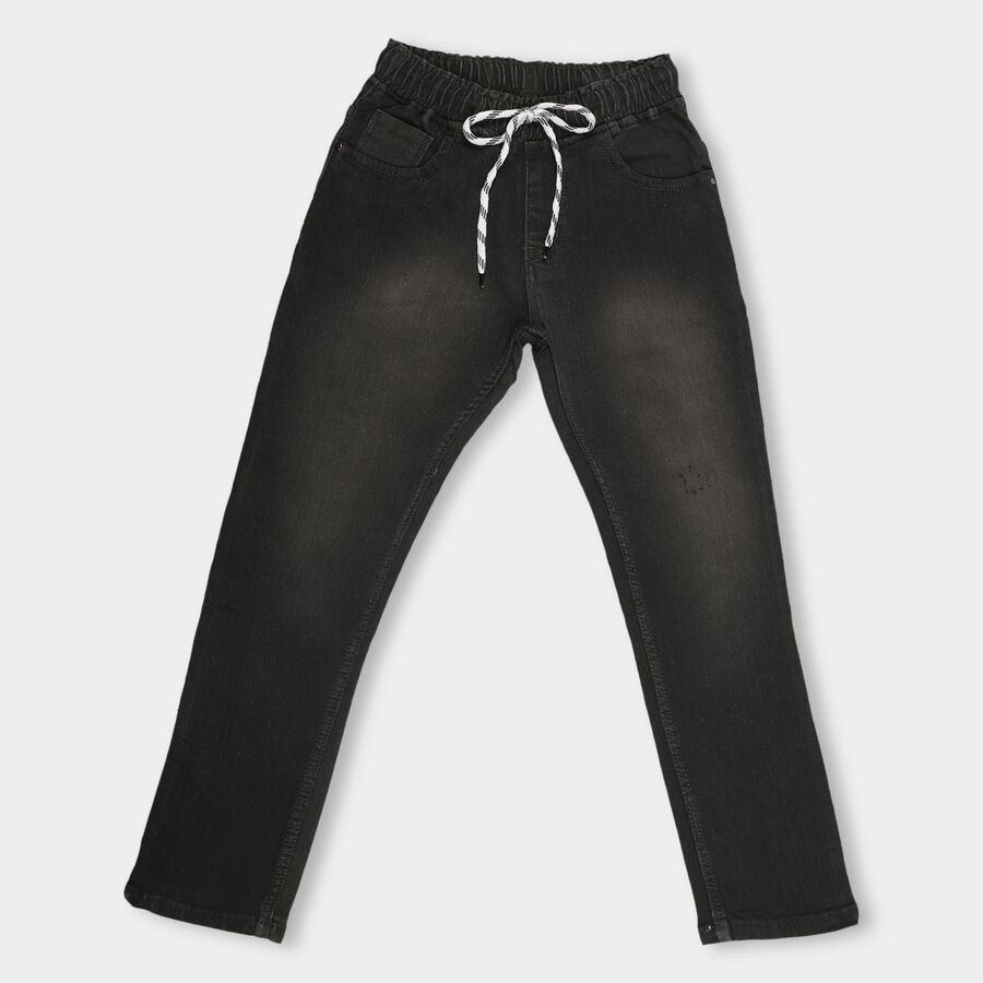 Boys' Faded Charcoal Black Slim Fit Basic Jeans, ओलिव, large image number null