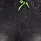 Boys Faded Charcoal Black Regular Fit Elastic Waist Jeans, Black, small image number null
