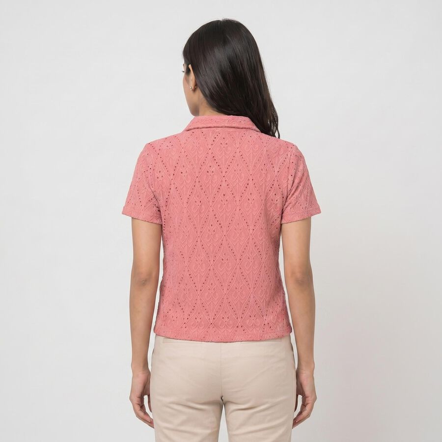 Women's Pink Polo Neck Polo T-Shirt, Pink, large