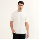 Men's Rich Eggshell White Round Neck Minimalist T-Shirt, White, small