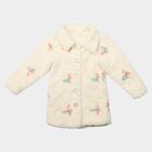 Girls' White Spread Collar Fleece Jacket, White, small