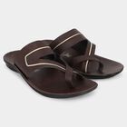 Men's Brown Strappy Slip-On Sandals, भूरा, small