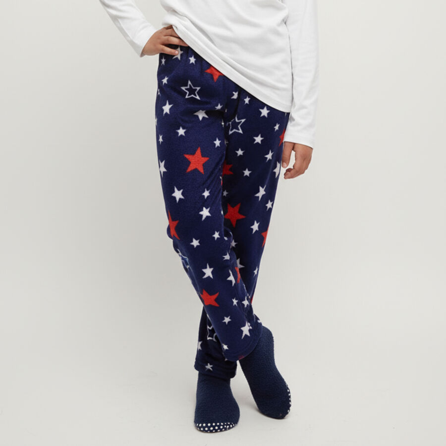 Girls' Navy Blue Star Printed Winter Pyjama, नेवी ब्लू, large image number null