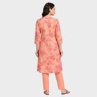 Women's Peach Floral Printed Ethnic Set, Peach, small