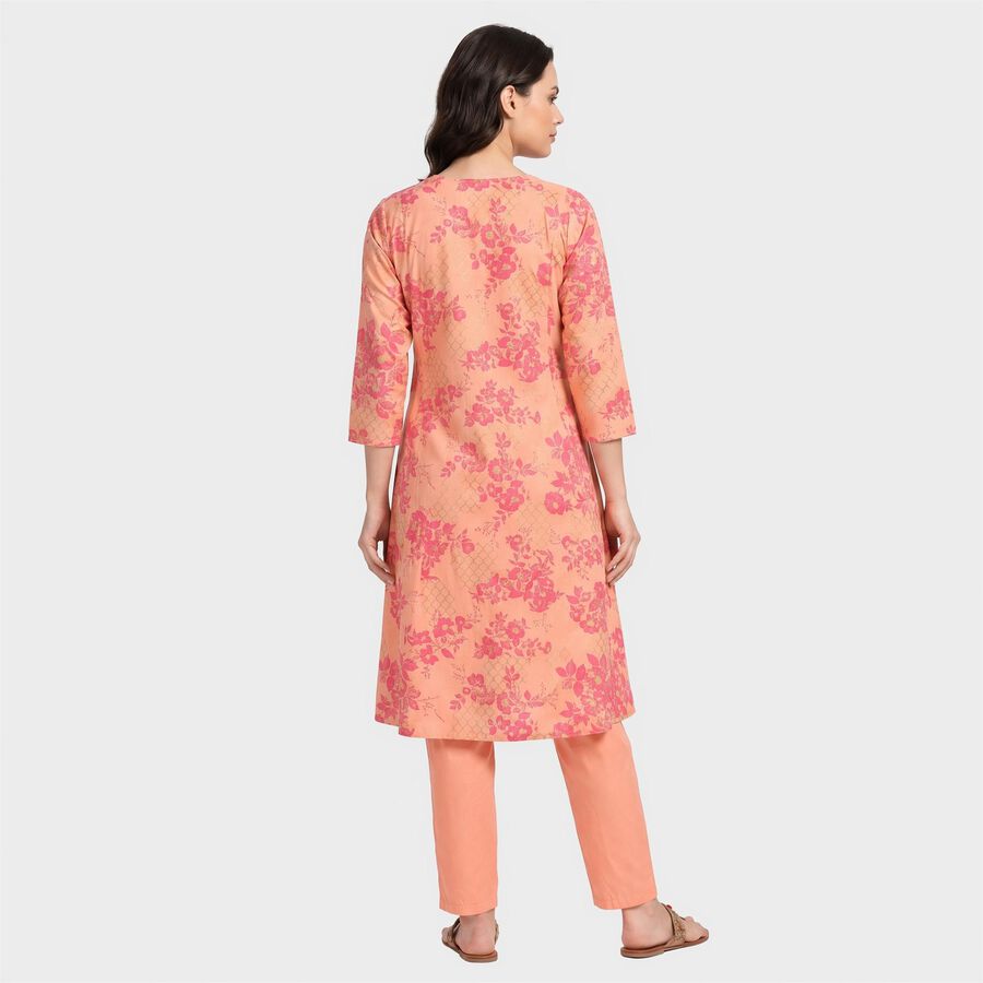 Women's Peach Floral Printed Ethnic Set, Peach, large
