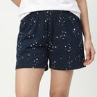 Women's Navy Blue Regular Fit Star Print Shorts, नेवी ब्लू, small