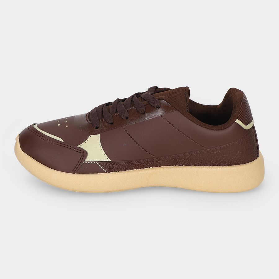 Men Brown Lace-Up Sneakers, भूरा, large