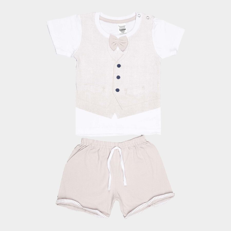 Infants Cotton Round Neck Baba Suit, White, large image number null