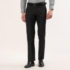 Men's Black Slim Fit Flat-Front Trousers, Black, small