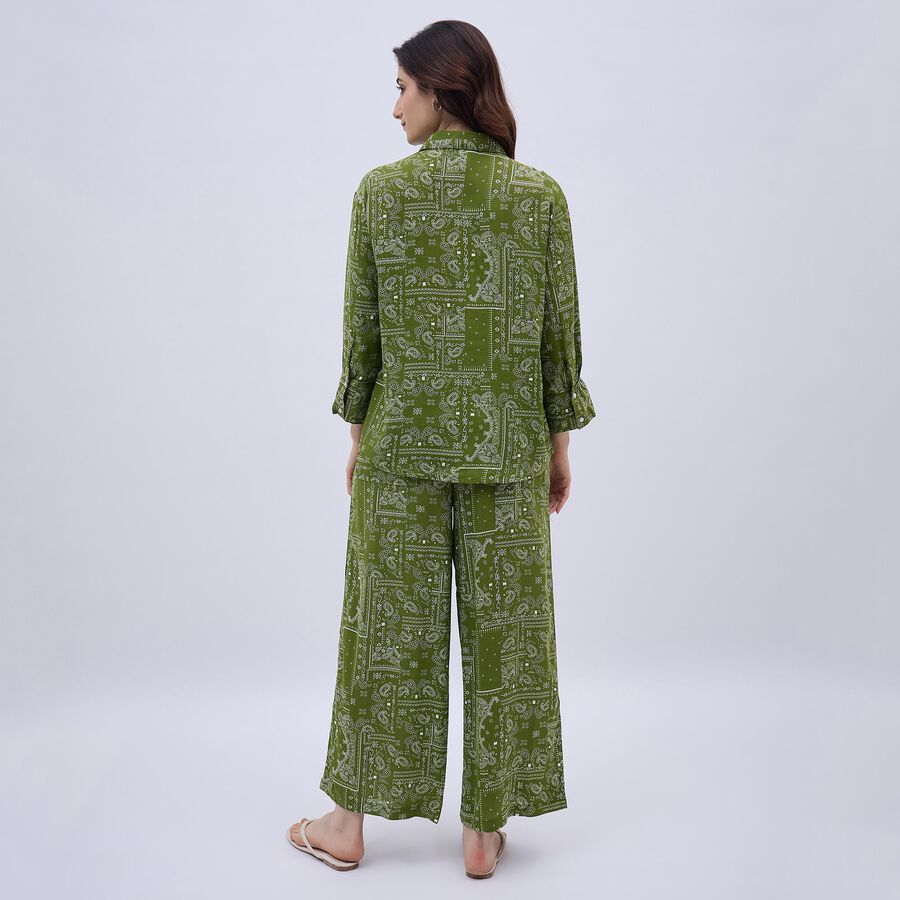 Women's Muted Olive Green Paisley Printed Ethnic Set, Light Green, large