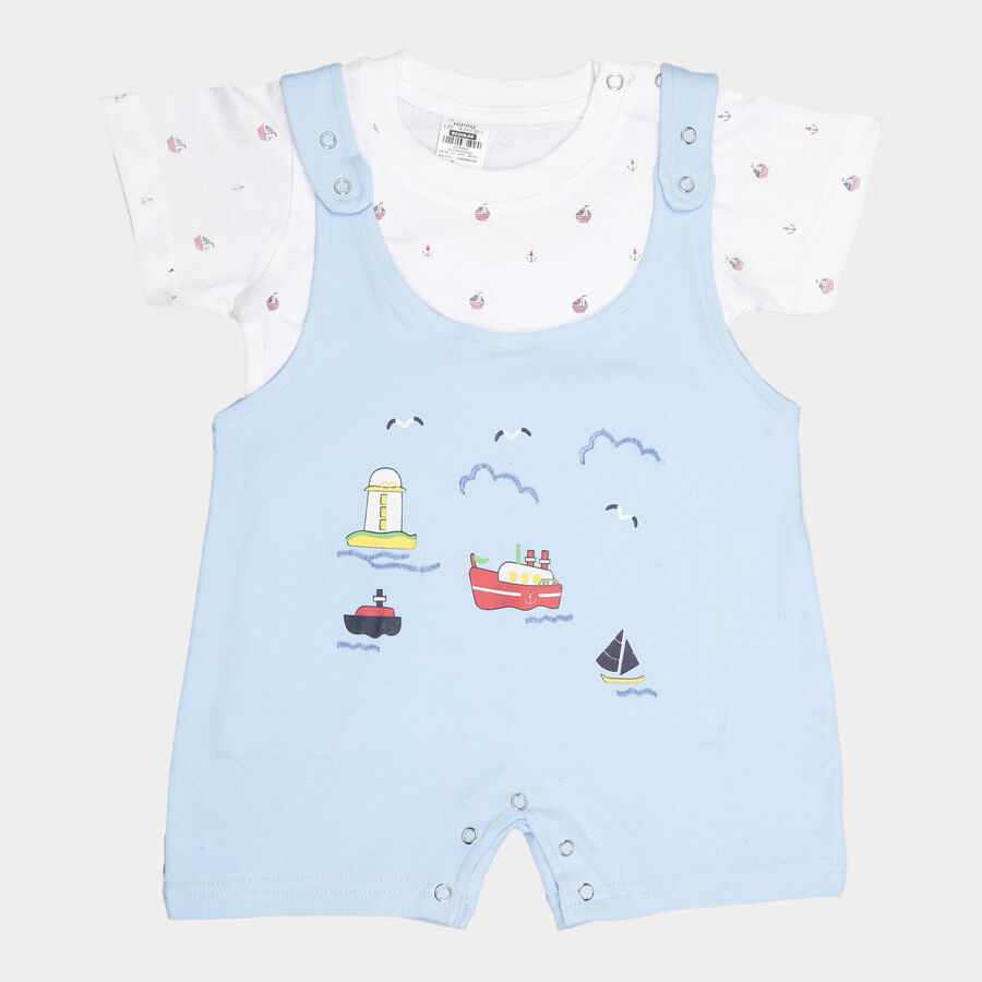 Infants Cotton Round Neck Baba Suit, Light Blue, large image number null