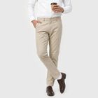 Men's Silver Slim Fit Flat-Front Chino Trousers, सिल्वर, small