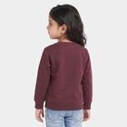 Girls' Maroon Round Neck Pullover Sweatshirt, वाइन, small