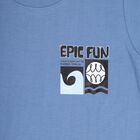 Boys' Midnight Blue Round Neck Casual T-Shirt, Mid Blue, small