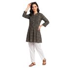 Women's Grey Solid Straight Kurta, गहरा हरा, small